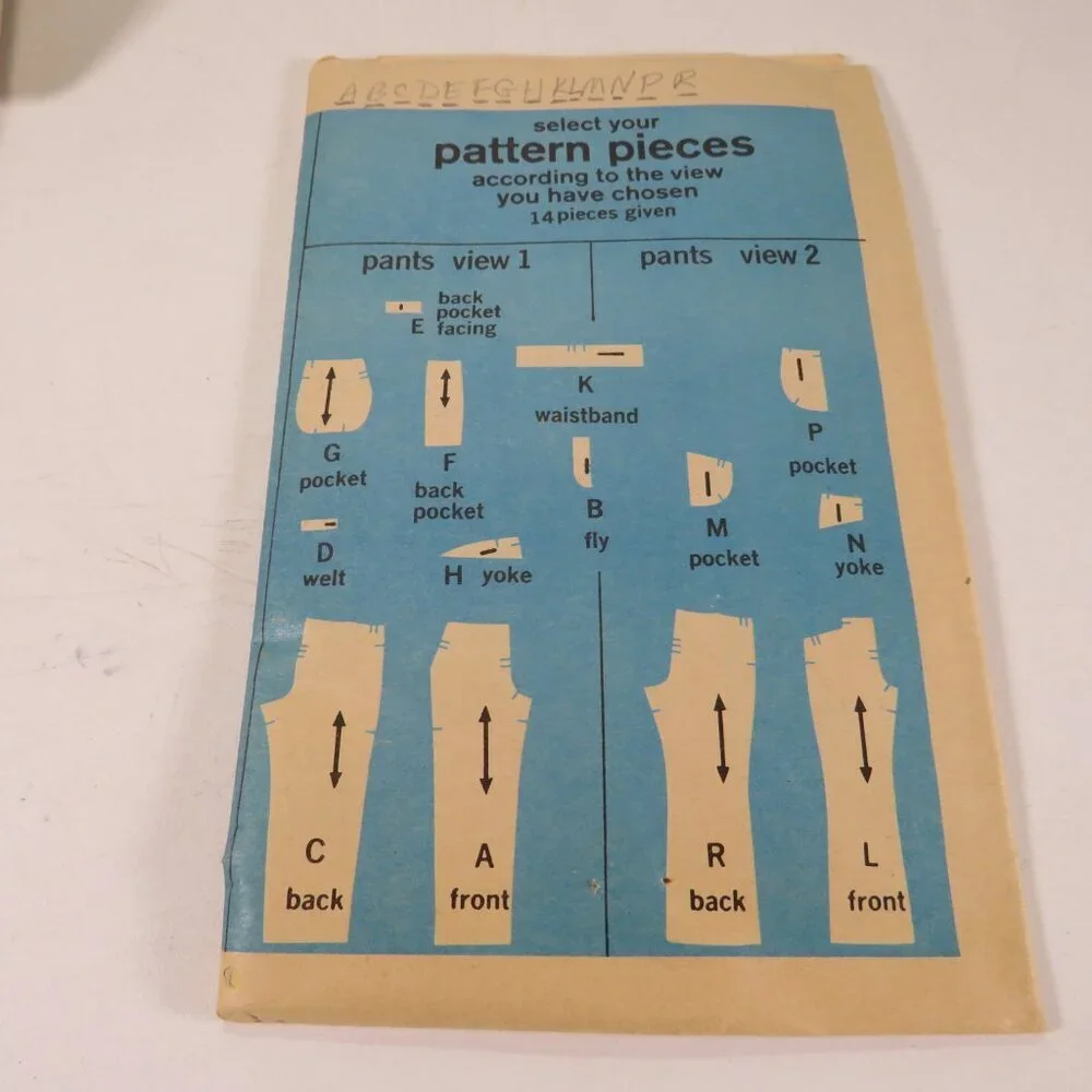 Simplicity 9736 Clothing Pattern Men's Pants size 28 straight leg